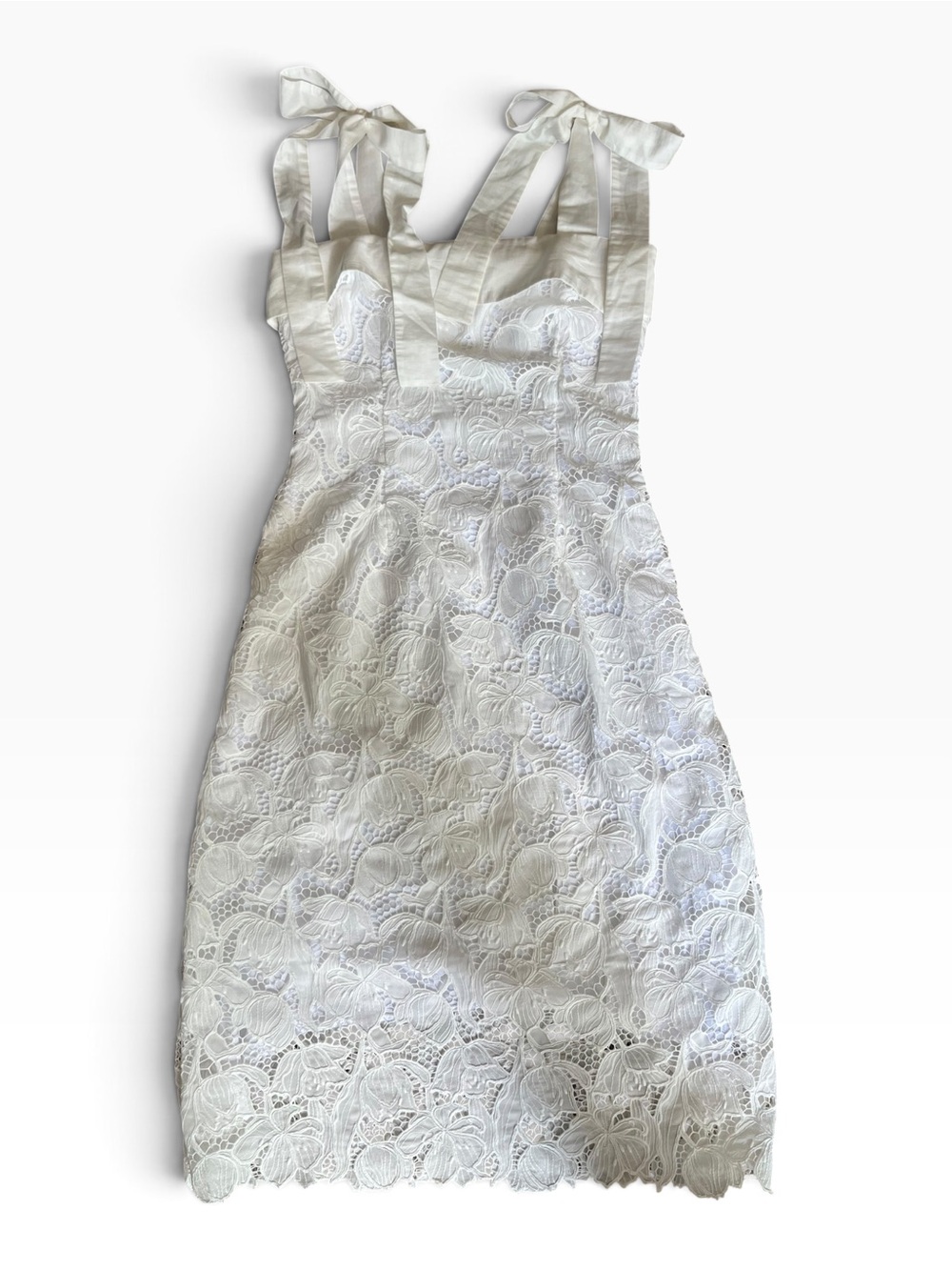 English Factory White Lace Tie-Strap Midi Dress
